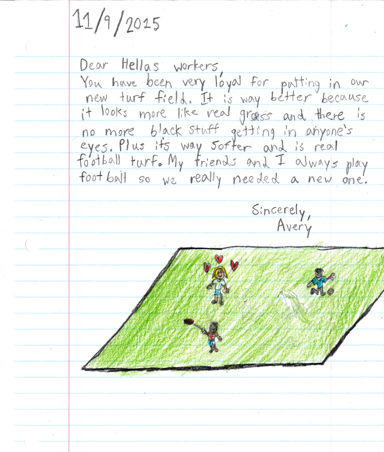 Letter to Hellas from Avery