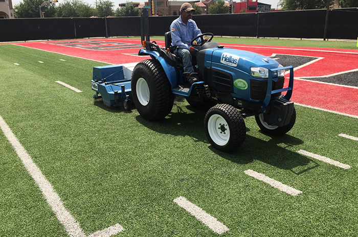 Clean Sweep Cleaning Service Field Sweeper in use at Texas Tech University in Lubbock, TX.