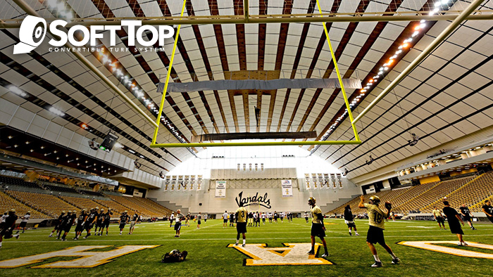 The SoftTop Convertible Turf System at the University of Idaho’s Kibbie Dome in Moscow, ID.