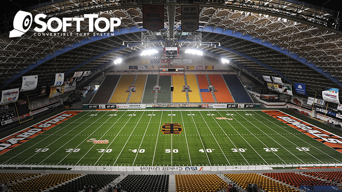 The SoftTop Convertible Turf System at the Idaho State University’s Holt Areana in Pocatello, ID.